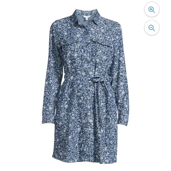 Time and Tru | Dresses | Nwt Time And Tru Womens Long Sleeve Utility Shirt Denim  Dress W Belt Sz S | Poshmark